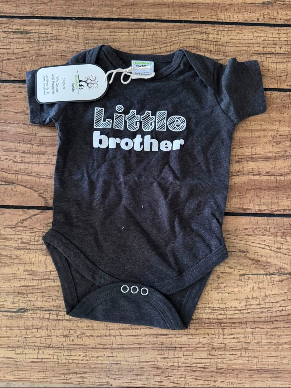 Charcoal "Little Brother" One-Piece Bodysuit